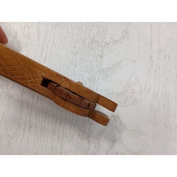 Vintage Antique Hand Carved Wood Etched Folk Art Ornate Hand Held Nutcracker 8" - Picture 8 of 9